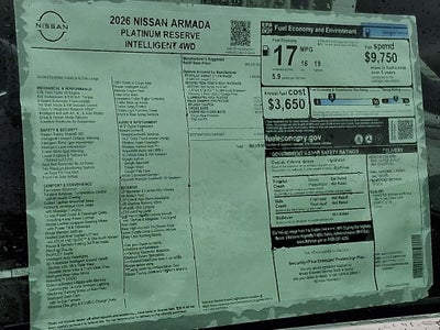 2026 Nissan Armada Platinum Reserve