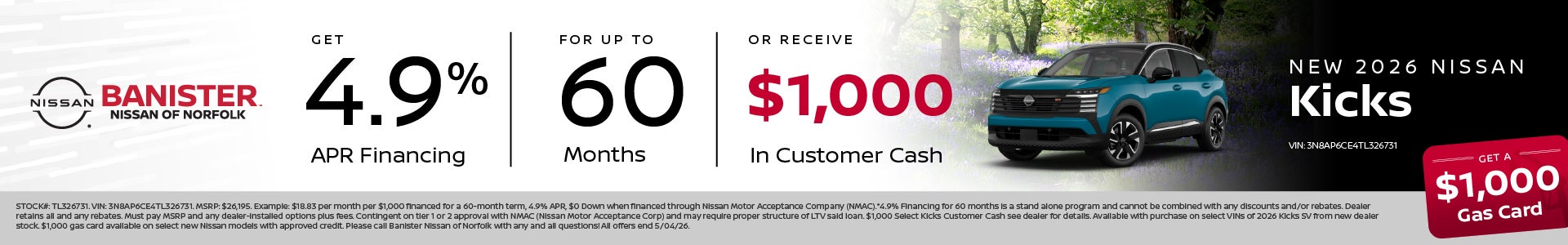 New 2026 Nissan Kicks